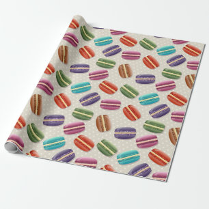 Cute Colorful Macarons Pattern met Polka Dots Cadeaupapier