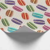 Cute Colorful Macarons Pattern met Polka Dots Cadeaupapier (Hoek)