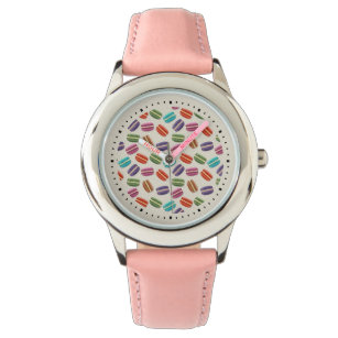 Cute Colorful Macarons Pattern met Polka Dots Horloge
