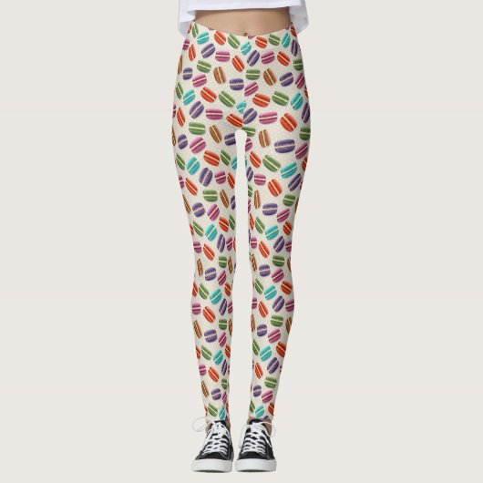 Cute Colorful Macarons Pattern met Polka Dots Leggings (Voorkant)