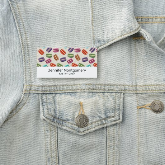 Cute Colorful Macarons Pattern met Polka Dots Naamplaatje (In situ)