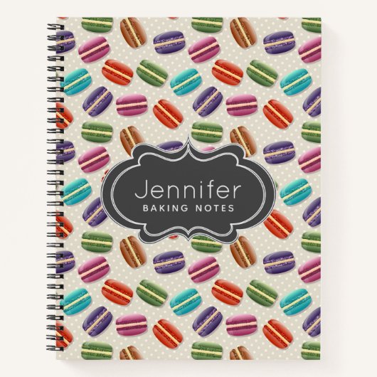 Cute Colorful Macarons Pattern met Polka Dots Notitieboek (Voorkant)
