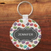 Cute Colorful Macarons Pattern met Polka Dots Sleutelhanger (Voorkant)