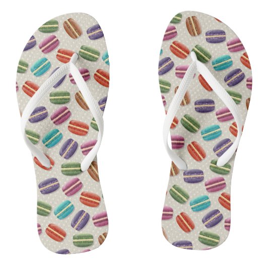 Cute Colorful Macarons Pattern met Polka Dots Teenslippers (Voetbed)