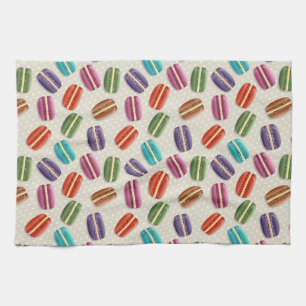 Cute Colorful Macarons Pattern met Polka Dots Theedoek