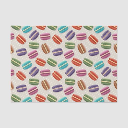 Cute Colorful Macarons Pattern met Polka Dots Tissuepapier (Voorkant)