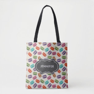Cute Colorful Macarons Pattern met Polka Dots Tote Bag