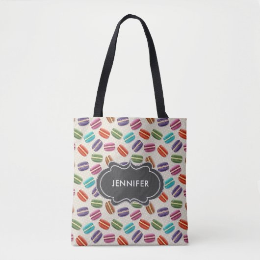 Cute Colorful Macarons Pattern met Polka Dots Tote Bag (Voorkant)