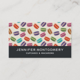 Cute Colorful Macarons Pattern met Polka Dots Visitekaartje