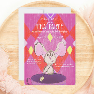 Cute Colorful Mad Tea Party Birthday Kaart