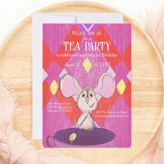 Cute Colorful Mad Tea Party Birthday Kaart
