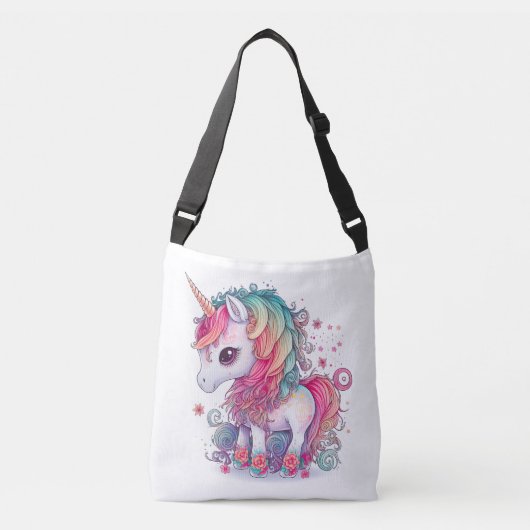 Cute Colorful Magical Creater Unicorn Artwork | Crossbody Tas (Voorkant)