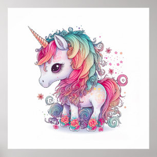 Cute Colorful Magical Creater Unicorn Artwork   Poster