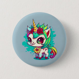 Cute Colorful Magical Creater Unicorn Artwork   Ronde Button 5,7 Cm