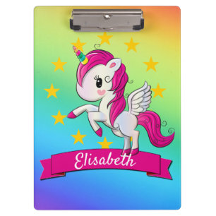 Cute Colorful Magical Unicorn Kinder Name Klembord