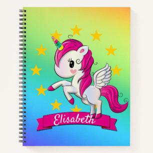 Cute Colorful Magical Unicorn Kinder Name Notitieboek