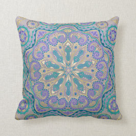 Cute Colorful Mandala in Paars Blue en Gold Kussen