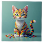 Cute Colorful Margay Candy Cat Tegeltje (Voorkant)