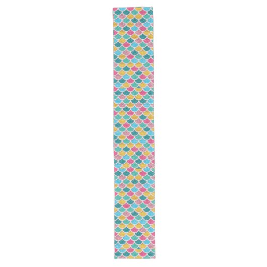 Cute Colorful Mermaid Scales Lange Tafelloper (Voorkant)