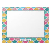 Cute Colorful Mermaid Scales Monogram Notitieblok (Voorkant)