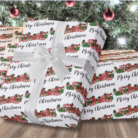 Cute Colorful Merry kerst Cadeaupapier