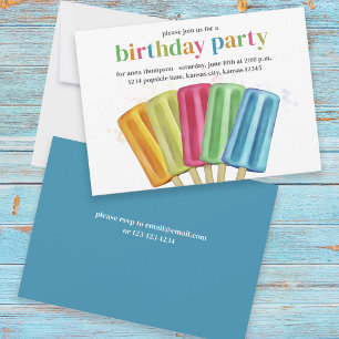 Cute Colorful Modern Birthday Popsicles Summer Kaart
