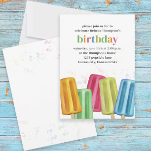 Cute Colorful Modern Birthday Summer Popsicles Kaart