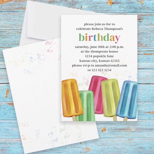 Cute Colorful Modern Birthday Summer Popsicles Kaart