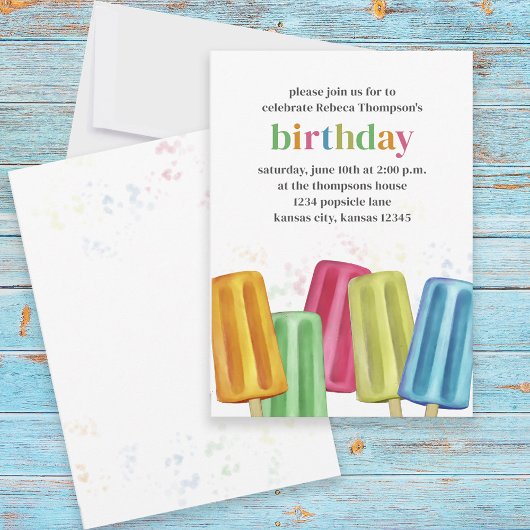 Cute Colorful Modern Birthday Summer Popsicles Kaart