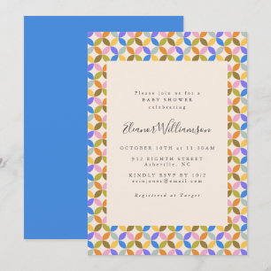 Cute Colorful Modern Blue Geometric Baby shower Kaart