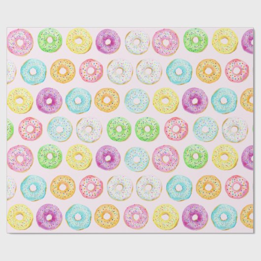 Cute Colorful Modern Donut Themed Cadeaupapier (Vlak)