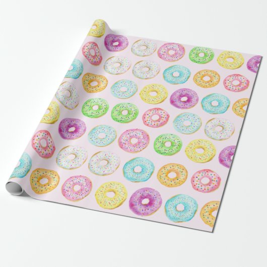 Cute Colorful Modern Donut Themed Cadeaupapier (Uitgerold)