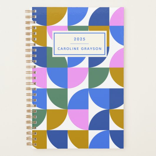 Cute Colorful Modern Geometric Shapes Blue Paars Planner (Voorkant)