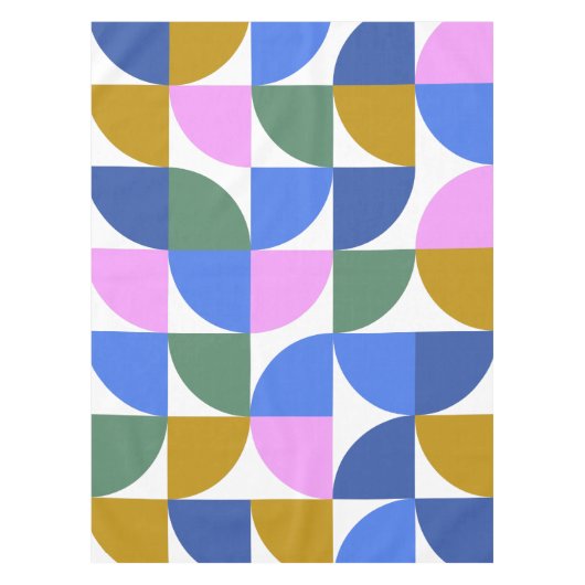 Cute Colorful Modern Geometric Shapes Blue Paars Tafelkleed (Voorkant)