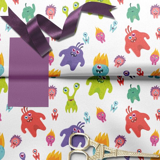 Cute Colorful Monster Pattern | wit Tissuepapier