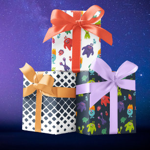 Cute Colorful Monster zonder naadloos patroon Inpakpapier Vel