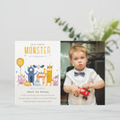 Cute Colorful Monsters Kinderen Birthday Foto Kaart (Staand voorkant)