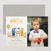 Cute Colorful Monsters Kinderen Birthday Foto Kaart (Voorkant / Achterkant)