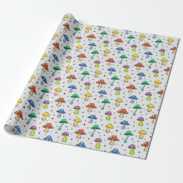 Cute Colorful Mushroom Hippie Patroon Cadeaupapier