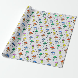 Cute Colorful Mushroom Hippie Patroon Cadeaupapier