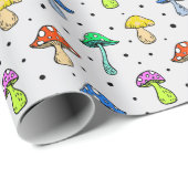 Cute Colorful Mushroom Hippie Patroon Cadeaupapier (Rol Hoek)