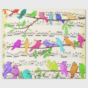 Cute Colorful Musical Birds Symphony - Happy Song  Cadeaupapier