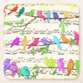 Cute Colorful Musical Birds Symphony - Happy Song Kartonnen Onderzetters (Voorkant)