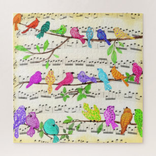Cute Colorful Musical Birds Symphony - Happy Song Legpuzzel