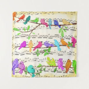 Cute Colorful Musical Birds Symphony - Happy Song  Wandkleed
