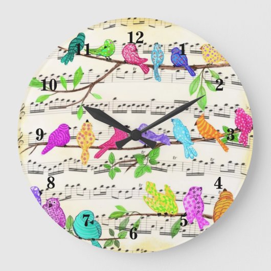 Cute Colorful Musical Birds Symphony - Magic Song Grote Klok (Voorkant)