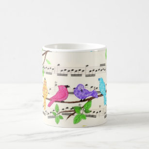 Cute Colorful Musical Birds Symphony - Spring Joy Koffiemok