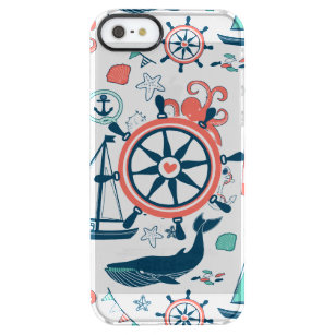 Cute Colorful Nautical Boat Wheel Patroon Doorzichtig iPhone SE/5/5s Hoesje