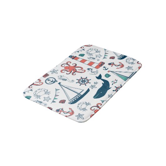 Cute Colorful Nautical Pattern Badmat (Gekanteld)