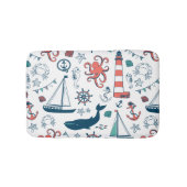 Cute Colorful Nautical Pattern Badmat (Voorkant)